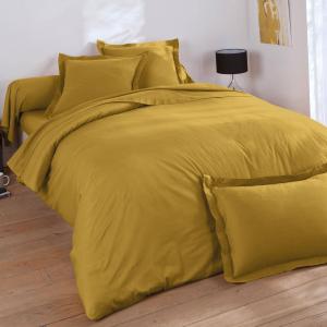 Housse de couette 140x200 jaune ocre en coton