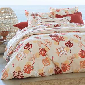 Housse de couette 200x200 orange corail en coton