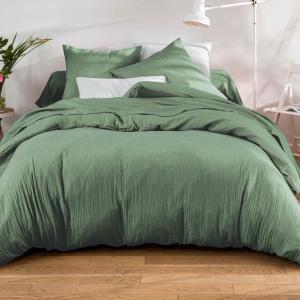 Housse de couette 240x220 vert céladon en coton