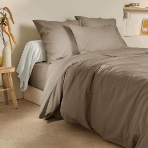 Housse de couette 75% coton 25% lin taupe 240 x 220 cm