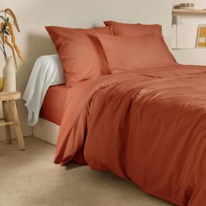 Housse de couette 75% coton 25% lin terracotta 240 x 220 cm