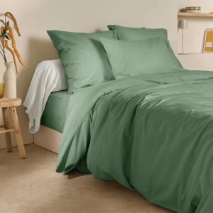 Housse de couette 75% coton 25% lin vert amande 140 x 200 cm