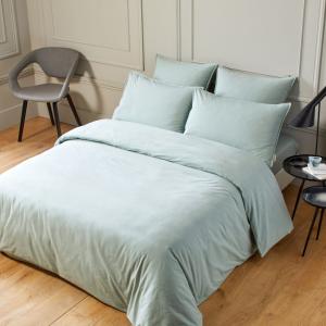 Housse de couette à  en 100% coton uni à effet chiné Vert
