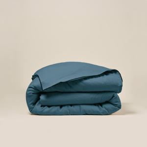 Housse de couette à  en Lin lavé légèrement froissé Bleu…