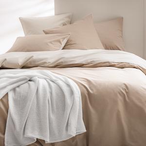 Housse de couette bicolore en coton beige 200x200
