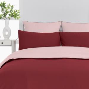 Housse de couette bicolore percale coton Cardinal/Poudre 14…