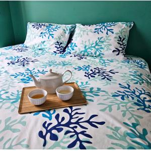 Housse de couette bleue en percale de coton 240x220cm