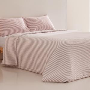 Housse de couette coton jacquard fines rayures rose 240x220…