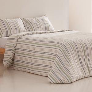 Housse de couette coton jacquard larges rayures 150x220 cm