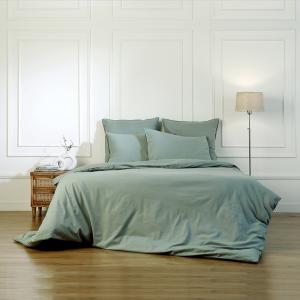 Housse de couette coton lavé céladon 240x220