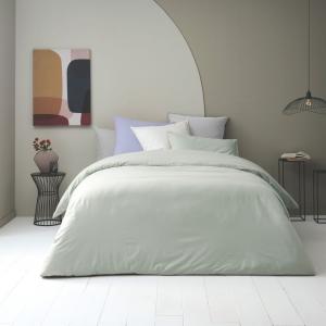 Housse de couette coton lavé oekotex vert tilleul 260x240 c…