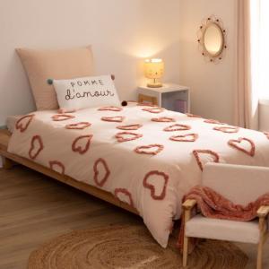 Housse de couette coton rose 90x190cm
