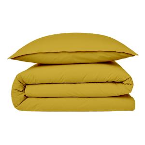 Housse de couette coton  unie jaune moutarde 140x200cm