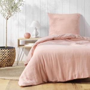 Housse de couette double gaze coton vieux rose 140x200cm