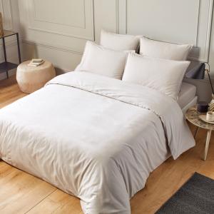 Housse de couette en 100% coton uni à effet chiné Beige