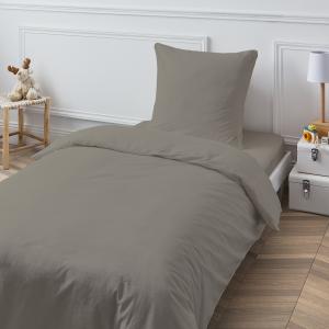 Housse de couette en coton 57 fils unie gris vison 140x200cm