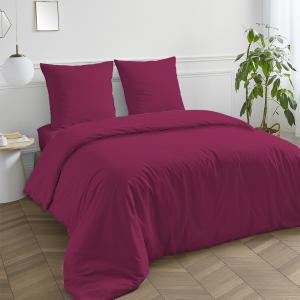 Housse de couette en coton 57 fils unie magenta 240x220cm