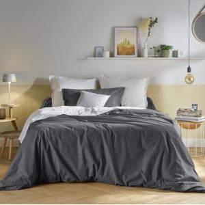 Housse de couette en coton bio anthracite 240 x 220 cm