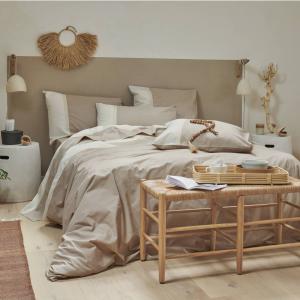 Housse de couette en coton bio beige 140 x 200 cm