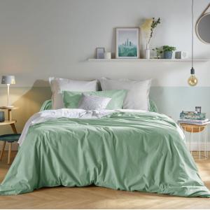 Housse de couette en coton bio vert d'eau 200 x 200 cm