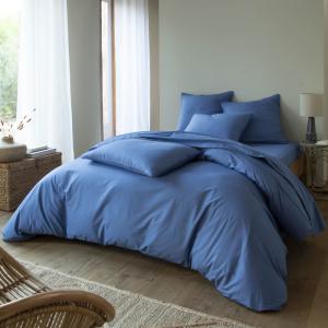 Housse de couette en coton bleu azur 260x240