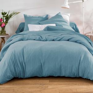 Housse de couette en coton bleu glacier 240x220