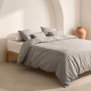 Housse de couette en coton fil en relief anthracite 240x220…