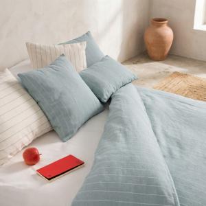 Housse de couette en coton fil en relief vert d'eau 150x220…