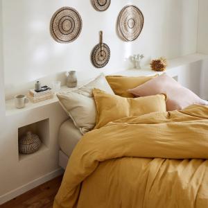 Housse de couette en coton jaune 100x140 cm