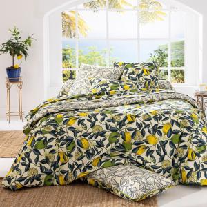 Housse de couette en coton jaune citron 240x220