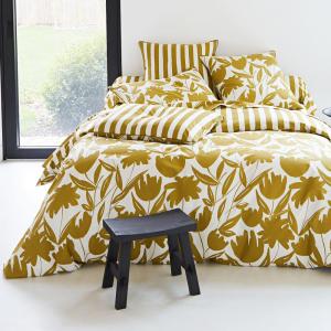 Housse de couette en coton jaune ocre 240x220