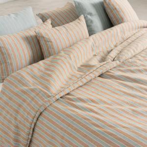 Housse de couette en coton ligne en relief camel 220x220 cm