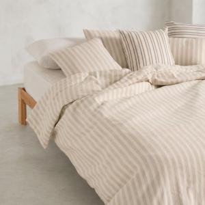 Housse de couette en coton ligne en relief taupe 260x240 cm