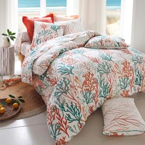 Housse de couette en coton orange corail 200x200cm