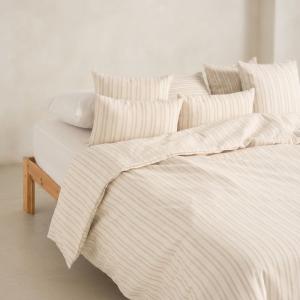 Housse de couette en coton rayures en relief écru 240x220 c…