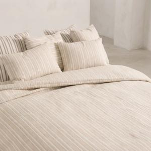 Housse de couette en coton rayures en relief lin 150x220 cm