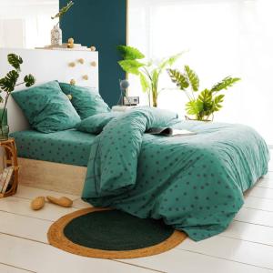 Housse de couette en coton vert 200x200cm