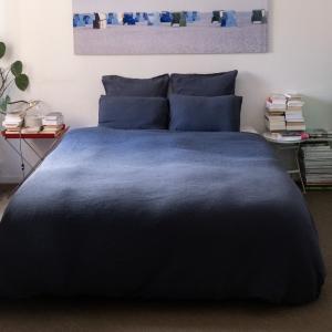 Housse de couette en double gaze de coton bleu orage 140x20…