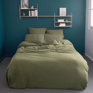 Housse de couette en double gaze de coton vert câpre 220x24…