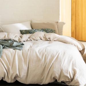 Housse de couette en gaze de coton 240x220cm Beige Clair