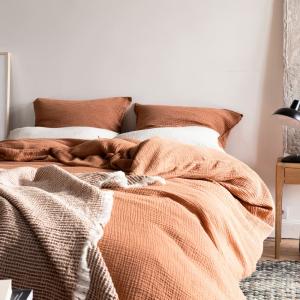 Housse de couette en gaze de coton 240x220cm Terre Cuite