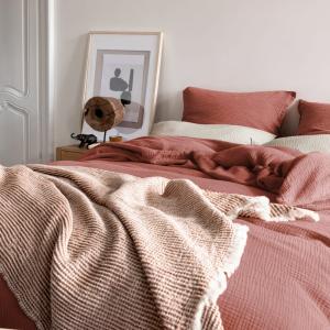 Housse de couette en gaze de coton 260x240cm Rouge sienne