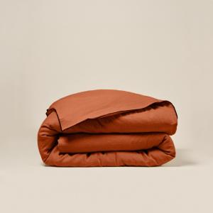 Housse de couette en Lin lavé légèrement froissé Orange