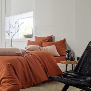 Housse de couette en lin orange 140x200 cm