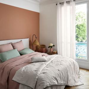 Housse de couette en lin rose 240x220 cm