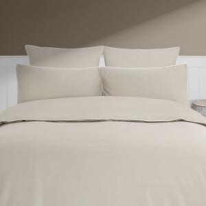Housse de couette en percale coton  ficelle/blanc 140x200 cm