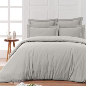 Housse de couette en percale coton  gris perle 280x240 cm