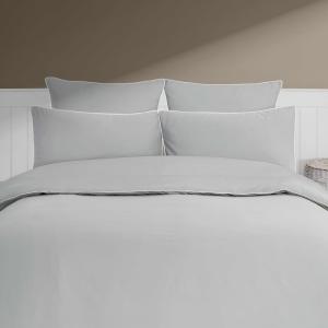 Housse de couette en percale coton  gris perle/blanc 260x24…