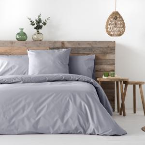 Housse de couette en percale de coton 155x220 cm gris