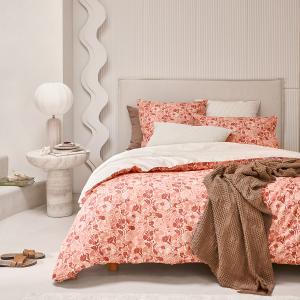 Housse de couette en percale de coton rose 140x200